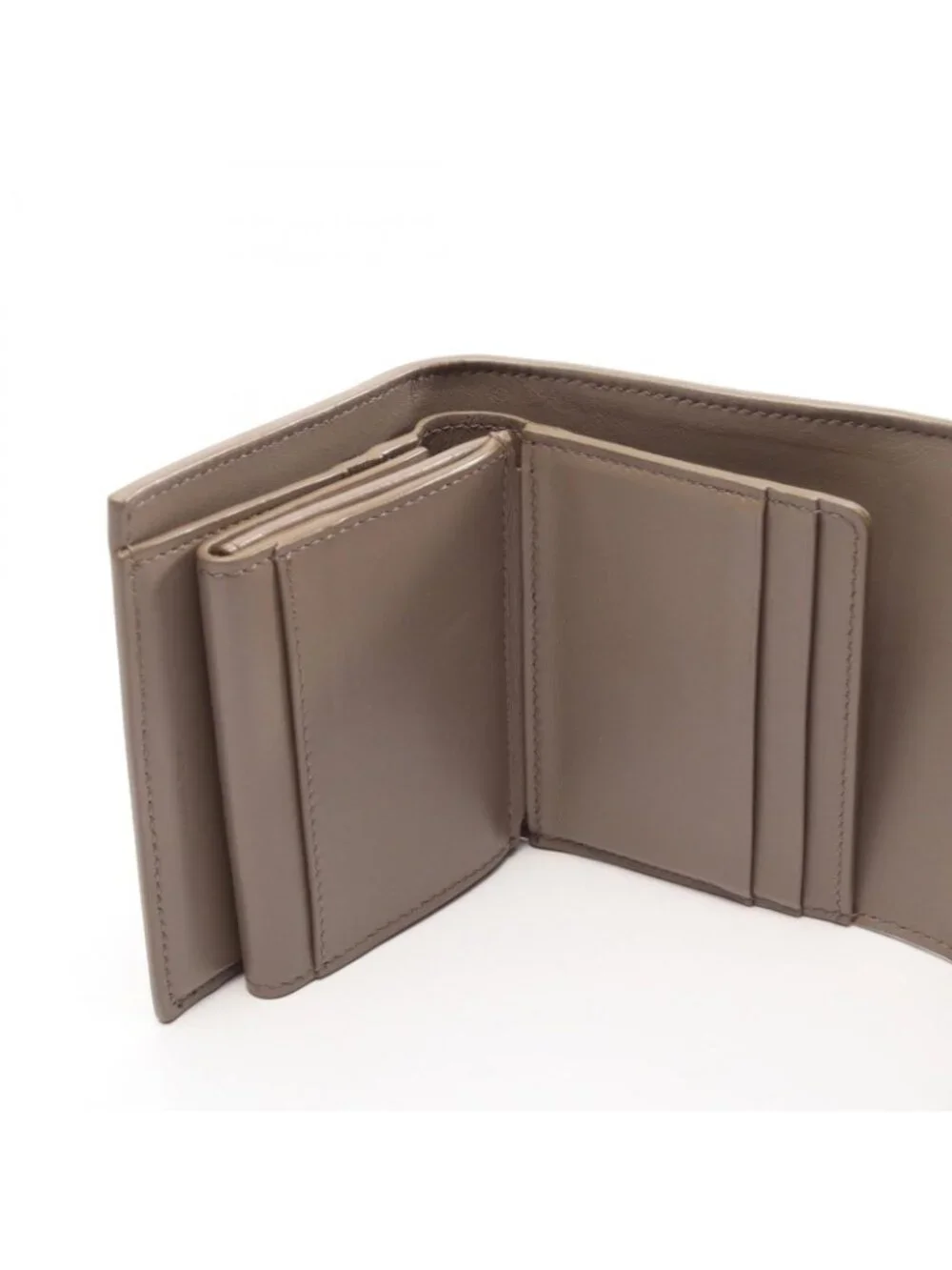 Celine Trifold Wallet Small Gray Beige Leather